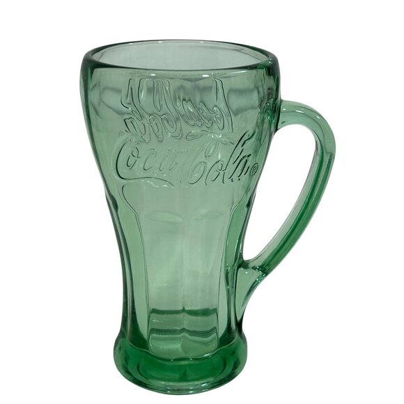 Libbey COKE Float Glass Coca Cola USA 14oz Logo 6.25” Vtg Green Glazed Handled - Picture 7 of 13